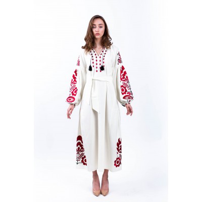 Sale!! Embroidered Boho Dress "White Story", size XS